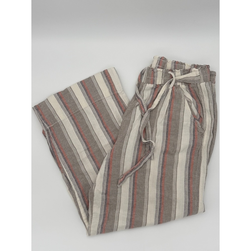 Knox Rose Striped Wide Leg Lounge Pants XXL Gray Orange Cream Drawstring Boho